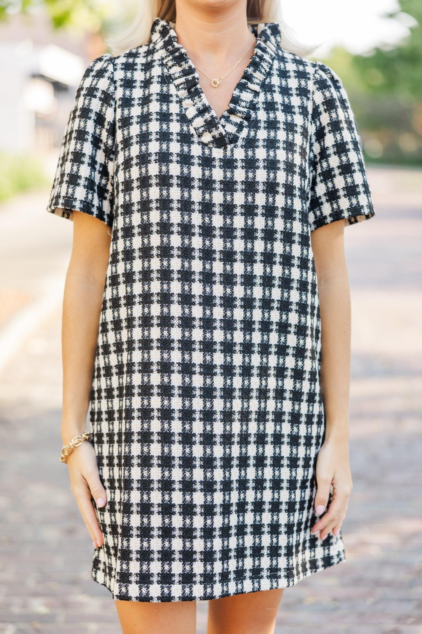 Get What You Need White & Black Tweed Dress Female Product Image