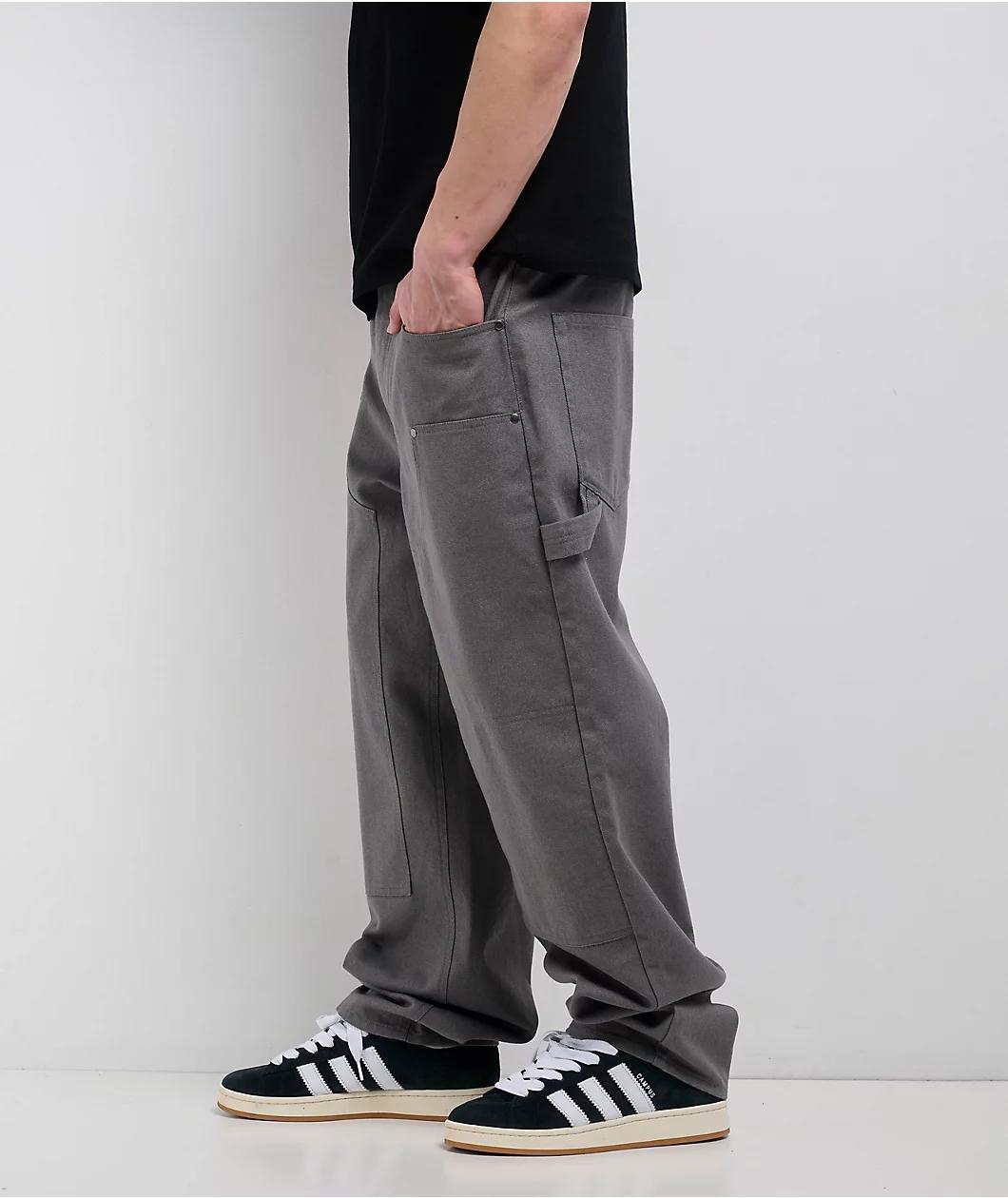 Empyre Double Knee Grey Loose Fit Canvas Carpenter Skate Pants  Product Image