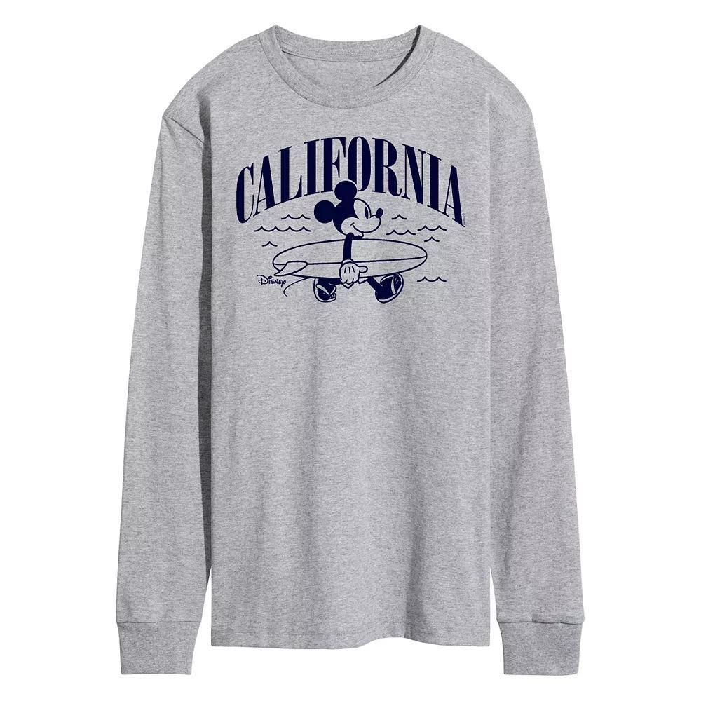 Disneys California Mickey Mens Graphic Tee Grey Gray Product Image