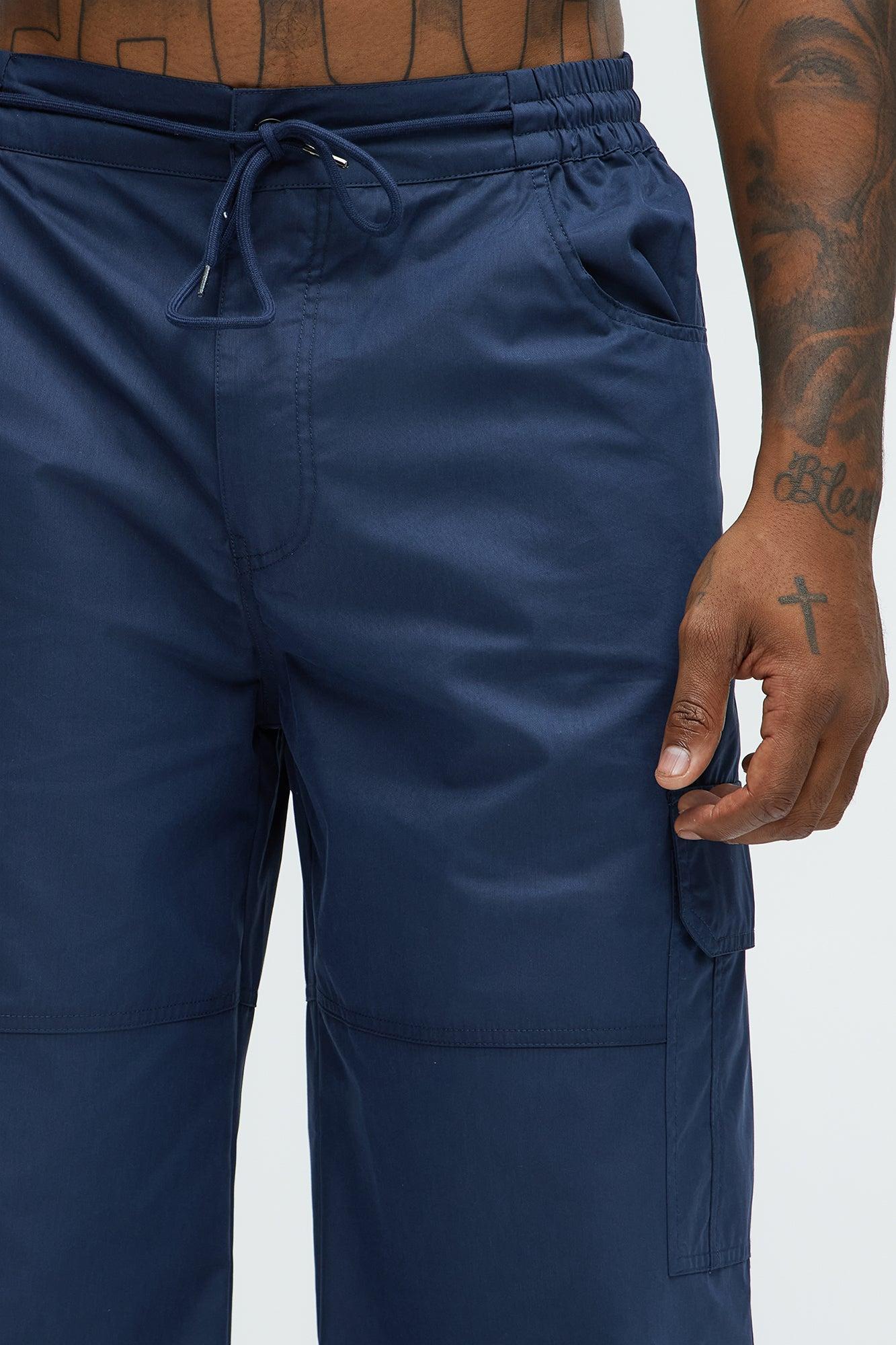 At The Time Baggy Cargo Pants - Navy Product Image