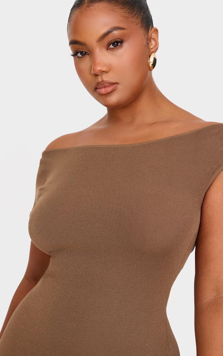 Plus Mocha Fine Knit Maxi Dress Product Image