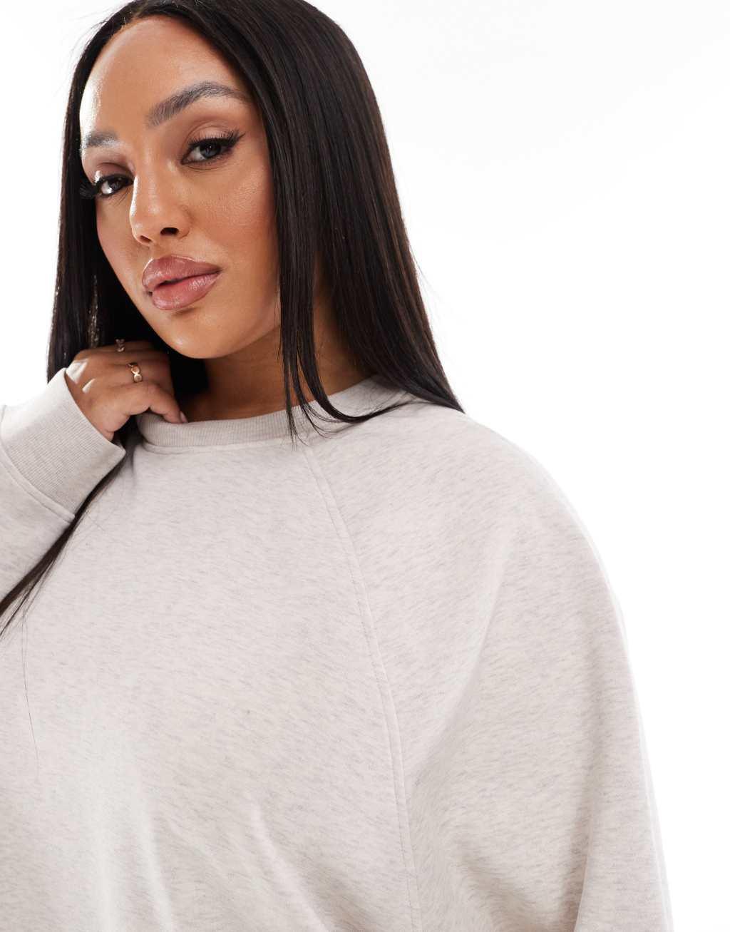 ASOS DESIGN Curve oversized sweatshirt with raglan detail in oatmeal Product Image