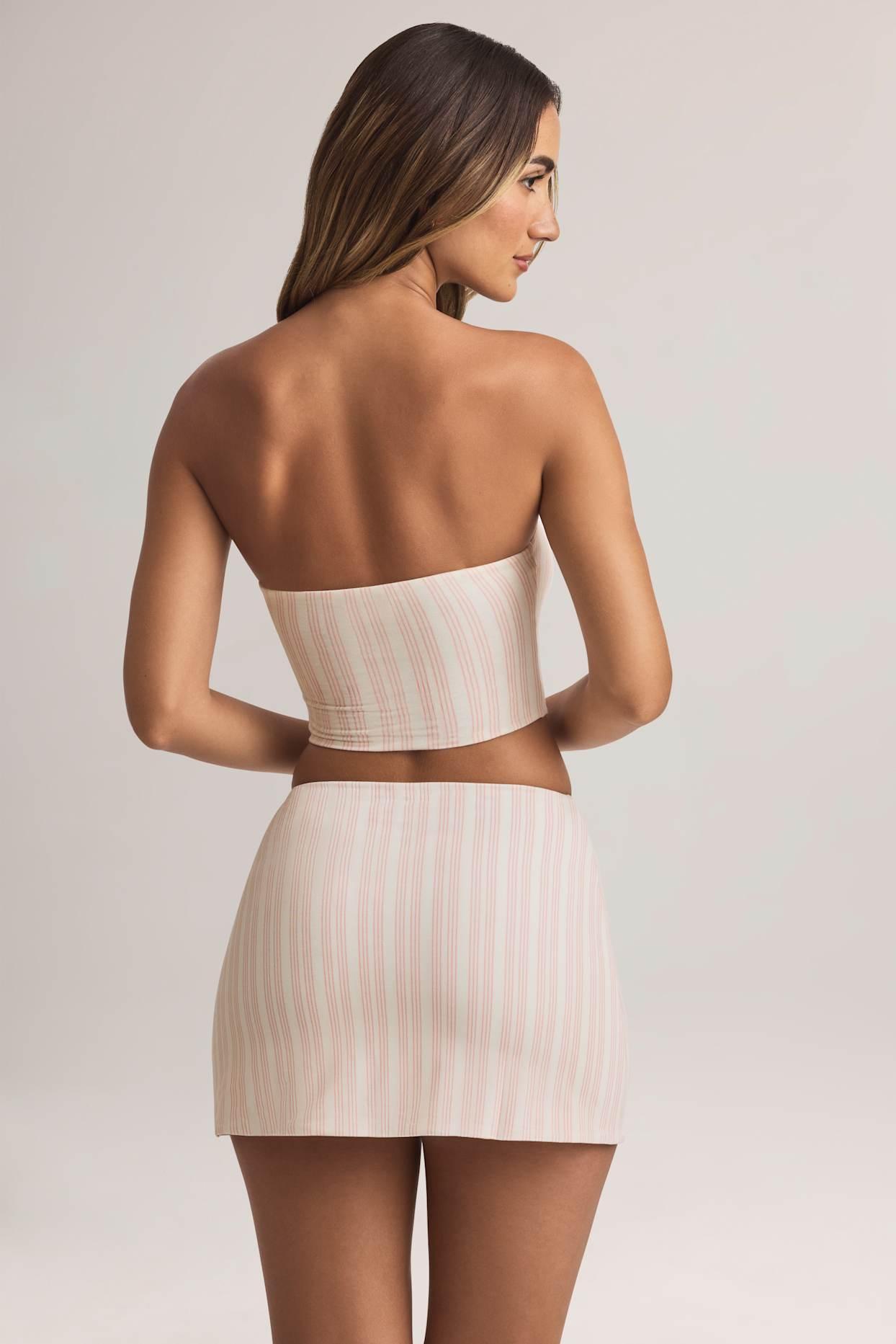 Mid-Rise A-Line Mini Skirt in Stripe Print Product Image