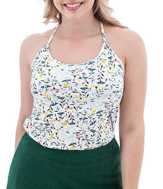 Aventura Linden Floral Slub Knit Jersey Scoop Neck Strappy Y-Back Tank Top Product Image
