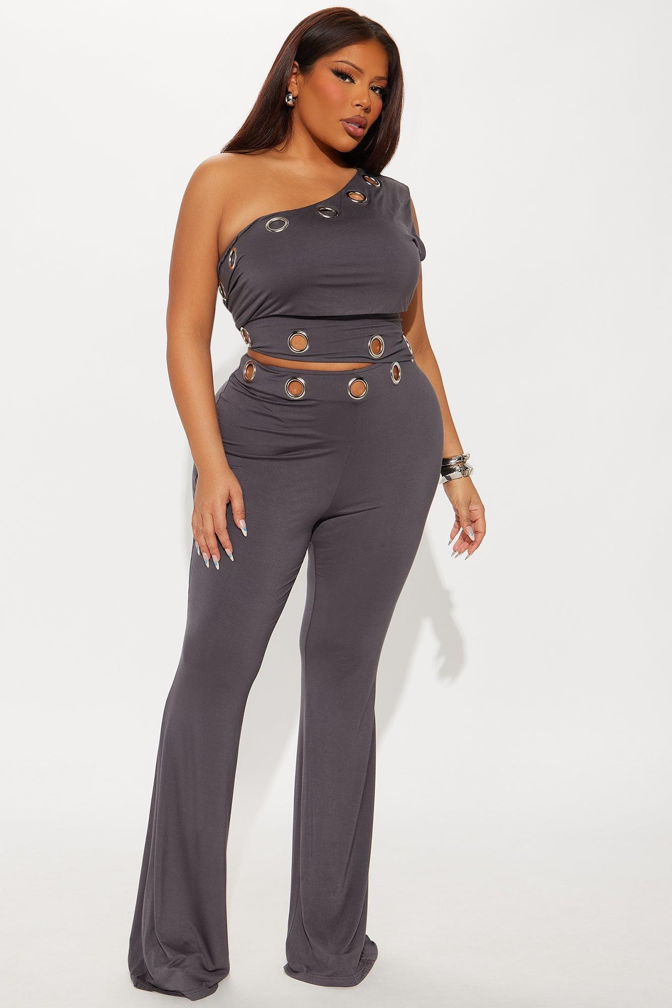 Fill In The Blanks Grommet Jumpsuit - Charcoal Product Image