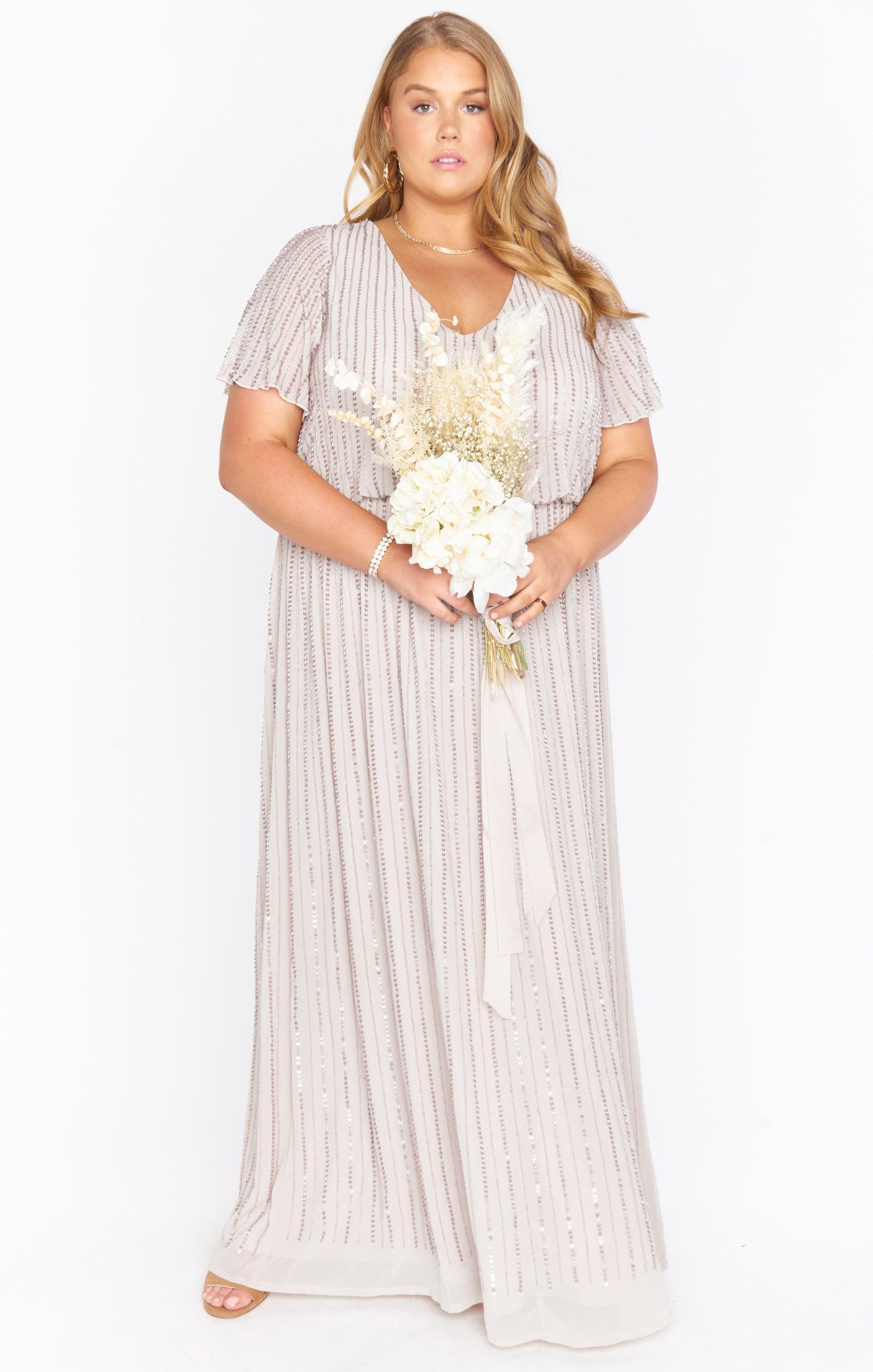 Michelle Flutter Maxi Dress ~ Dove Grey Beaded Product Image