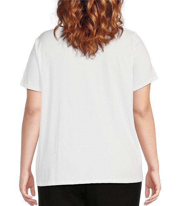 Eileen Fisher Plus Size Tencel Lightweight Jersey Crew Neck Short Sleeve Shirt Product Image