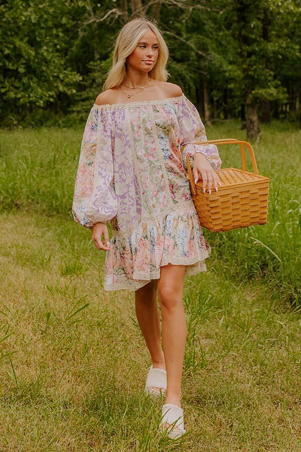 Romance In The Air Floral Off Shoulder Mini Dress Product Image