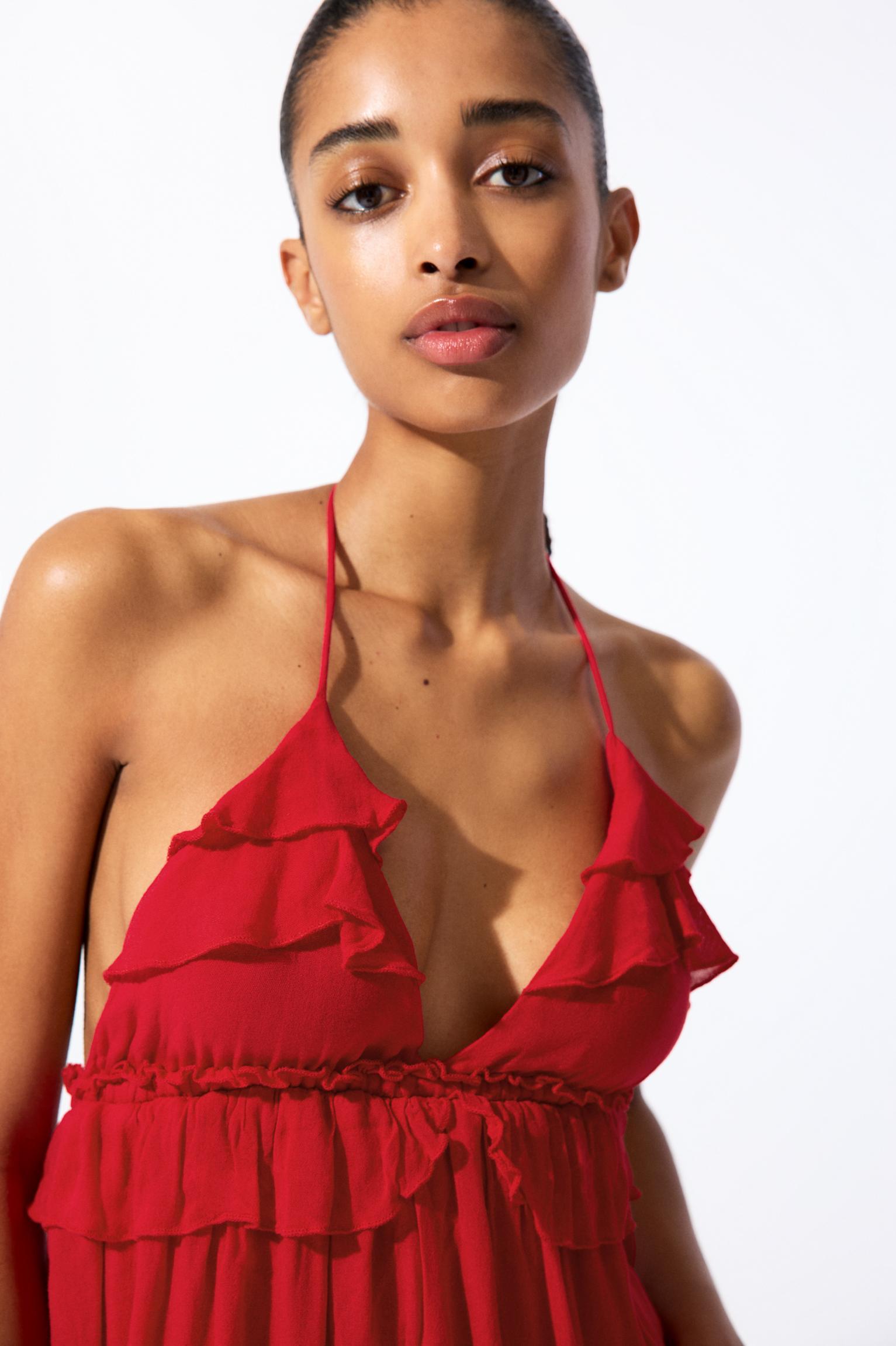 Short red ruffled dress Product Image