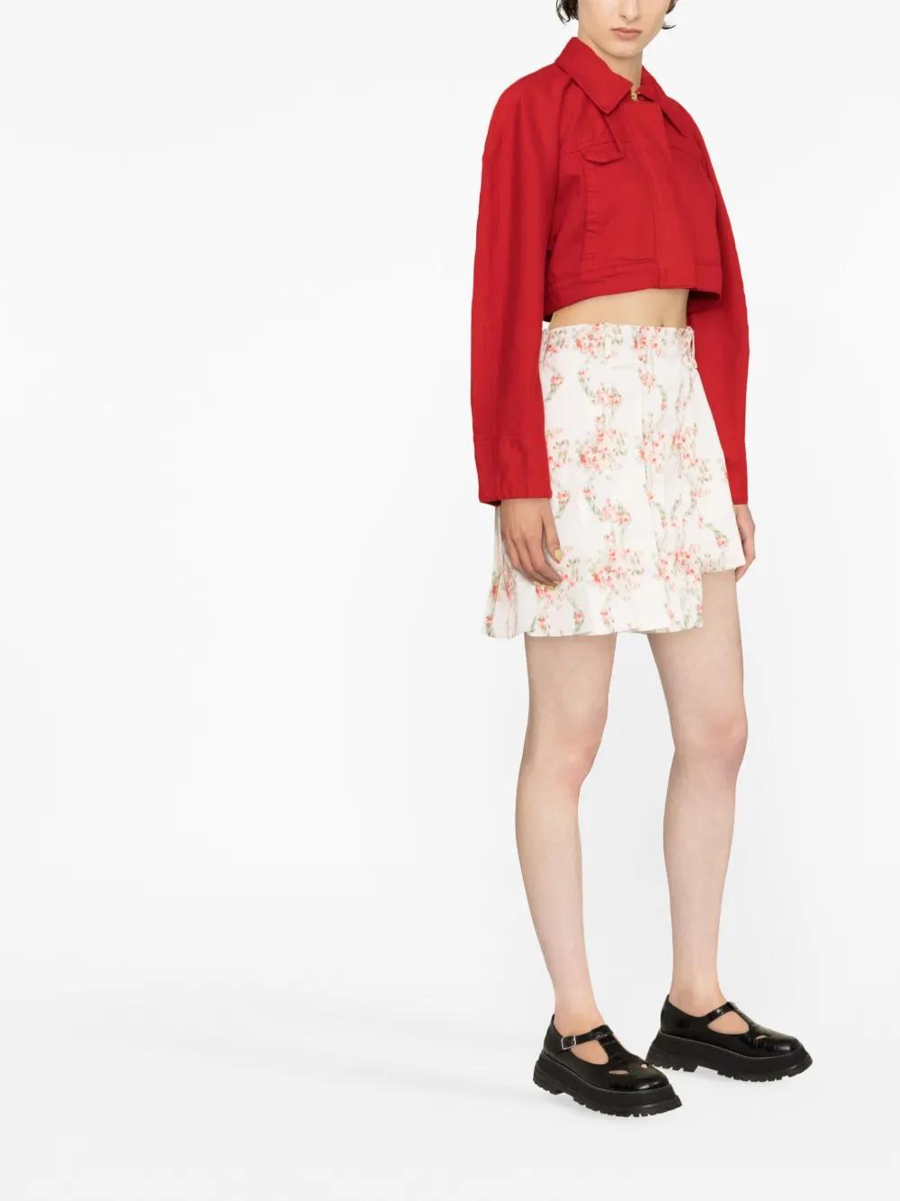 SIMONE ROCHA Floral-print Pleated Asymmetric Taffeta Skort In Wreath Product Image