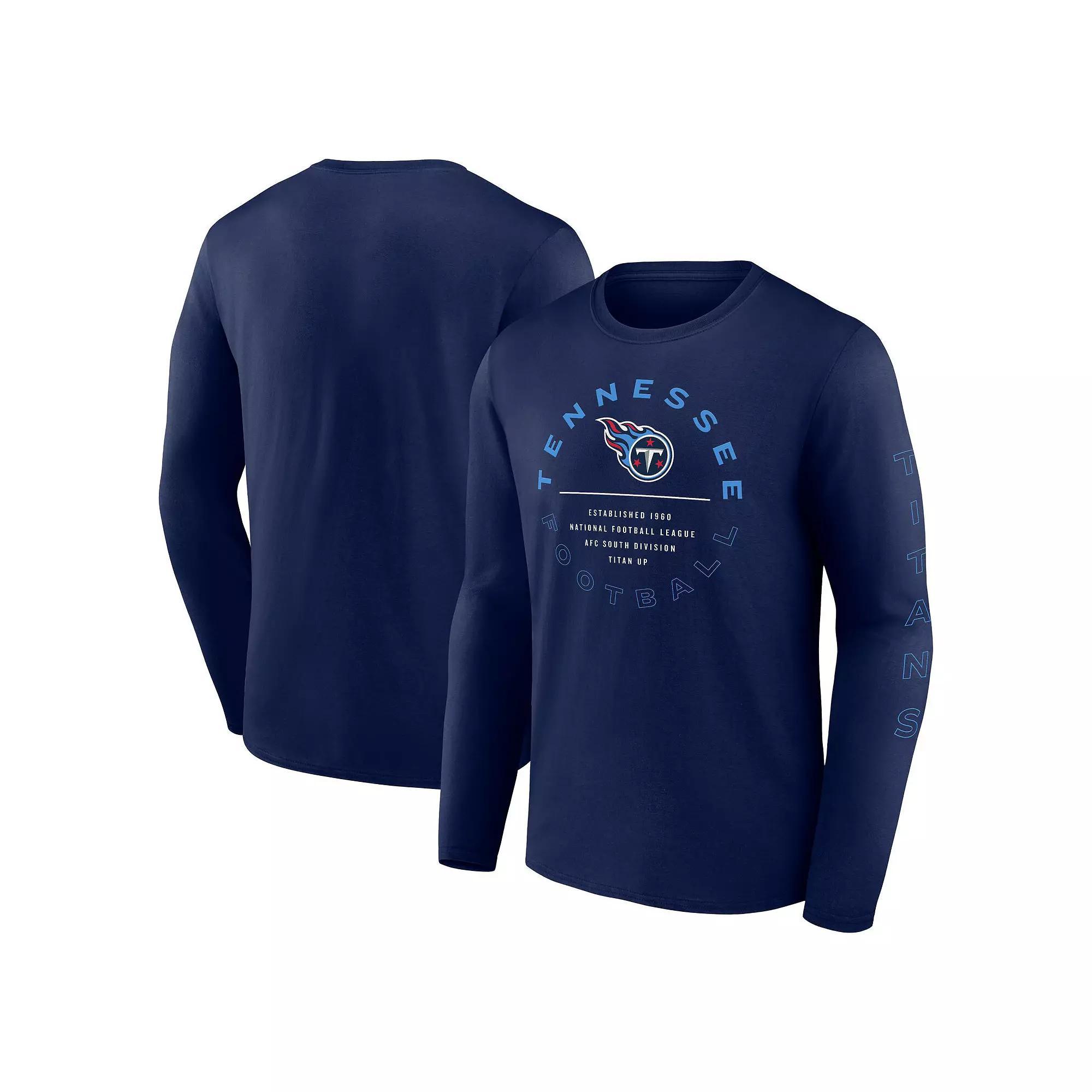 Men's Fanatics Navy Tennessee Titans Stat Sheet Long Sleeve T-Shirt, Size: XL, Blue Product Image