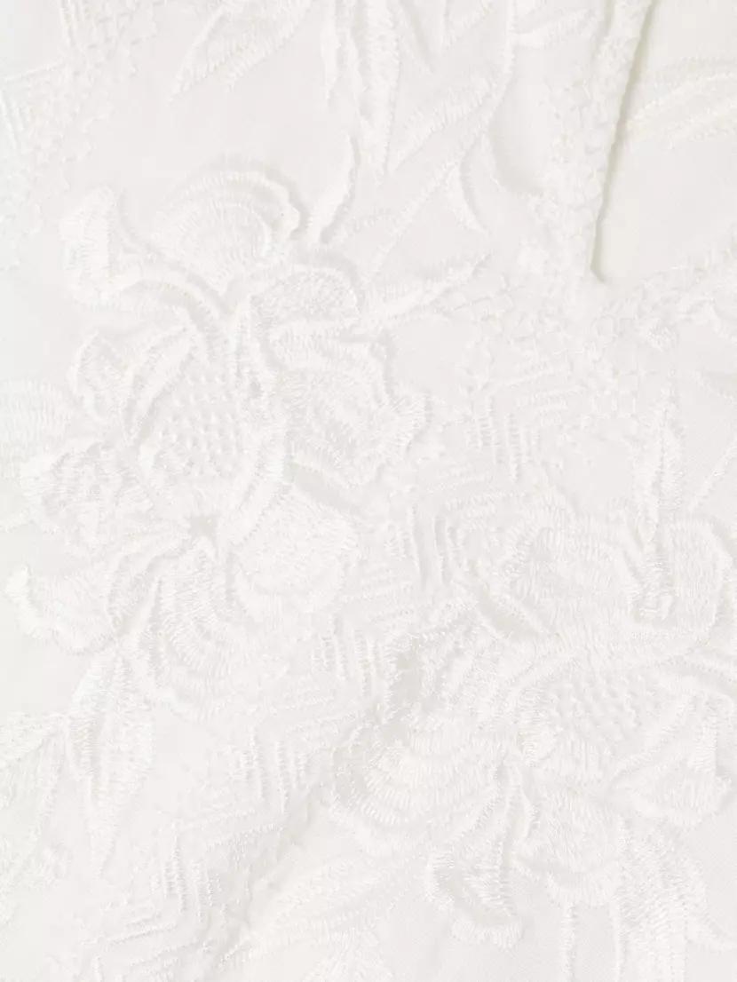 Camille Embroidered Linen Split-Neck Blouse Product Image