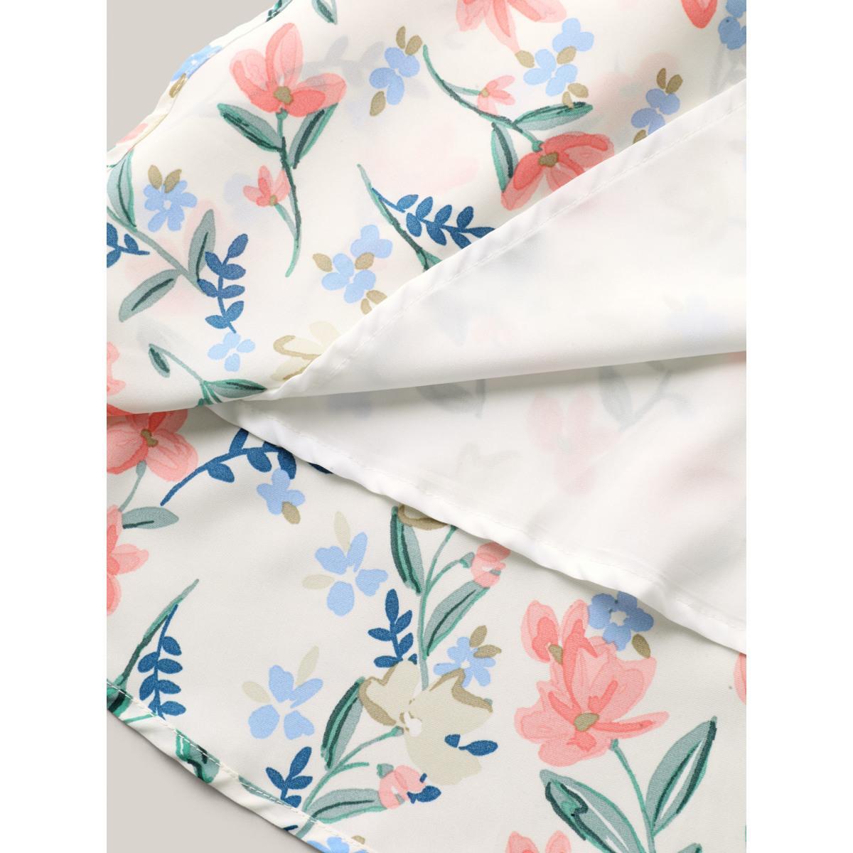 Plus Size Shirred Waist Floral Print Pockets Midi Dress Ivory Women V-neck Sleeveless Curvy BloomChic 10/M Product Image