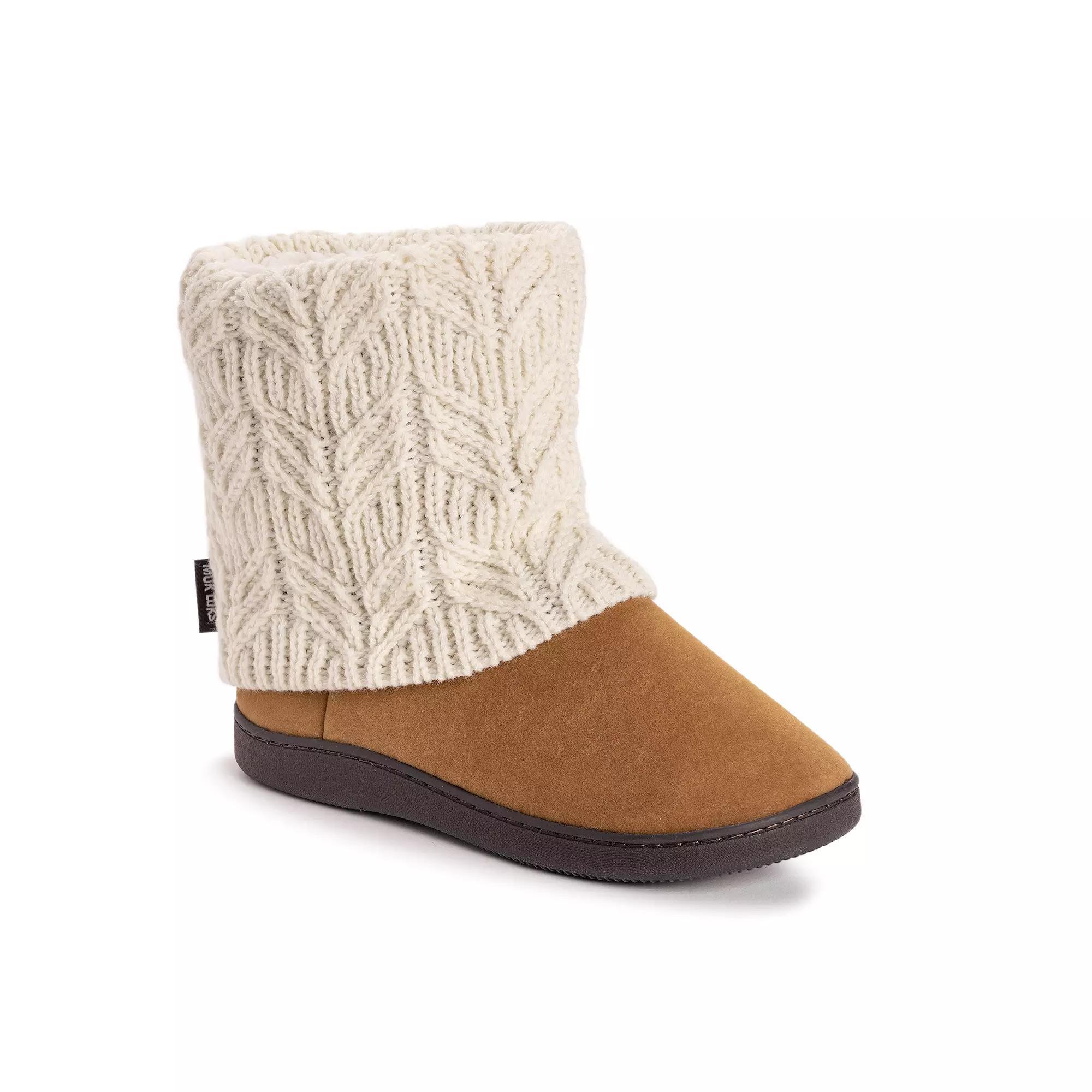 MUK LUKS® Raquel Women's Bootie Slippers, Size: Small, Ivory Ribbed Product Image