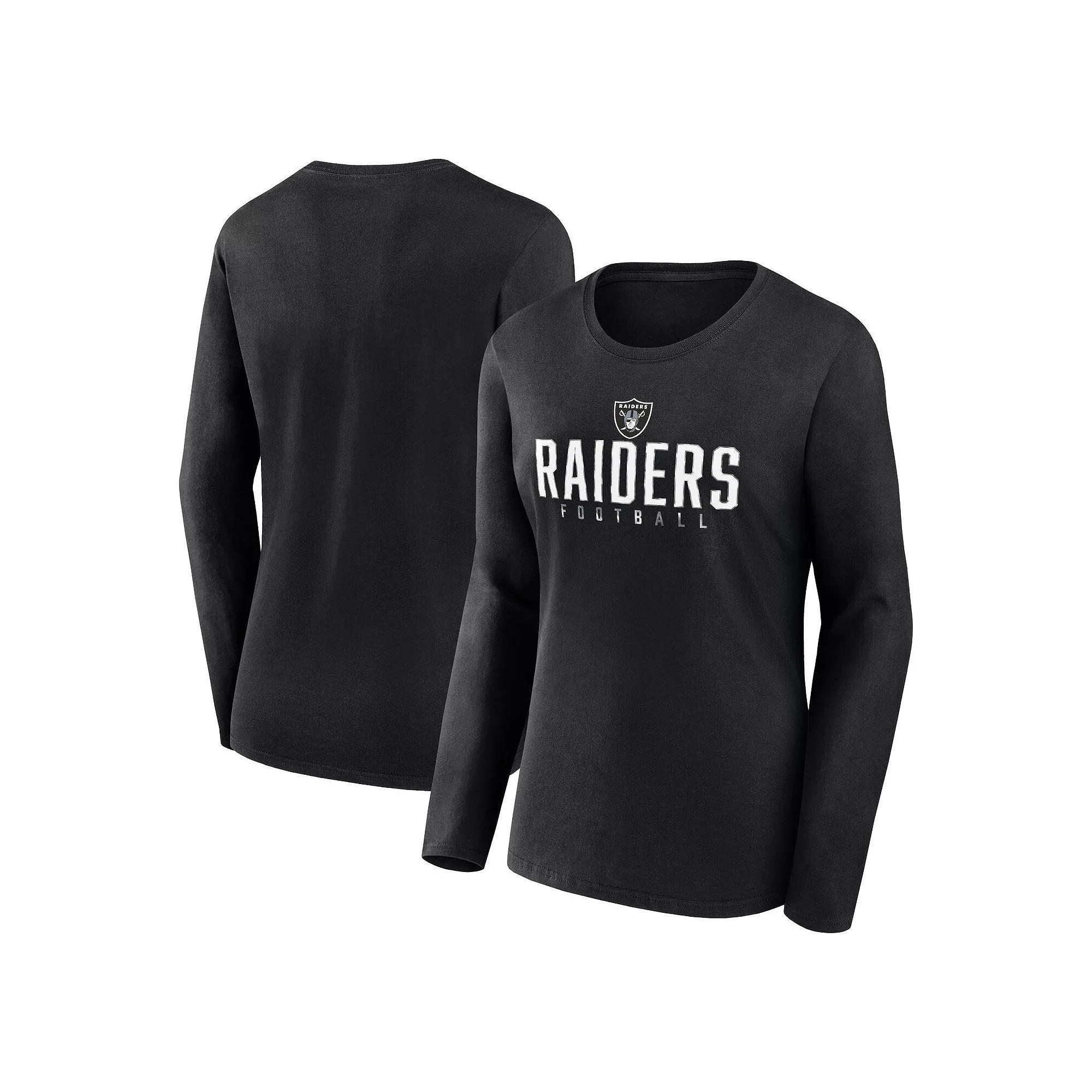 Women's Fanatics Branded Black Las Vegas Raiders Plus Size Foiled Play Long Sleeve T-Shirt, Size: 2XL, Lvr Black Product Image