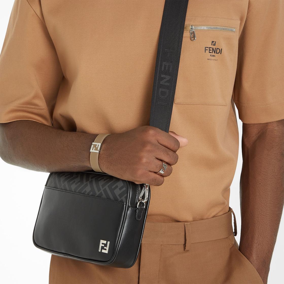 Squared FF Camera CaseBlack leather and black FF canvas bag Product Image