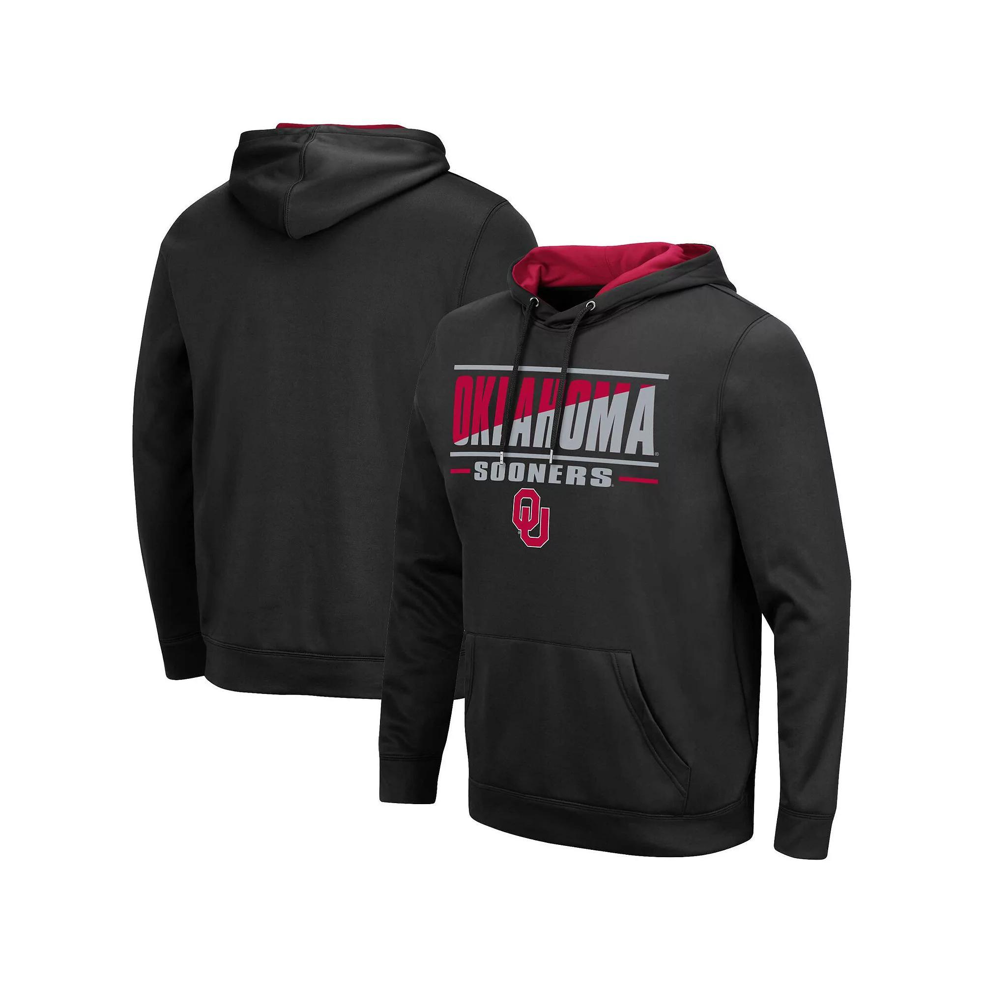 Men's Colosseum Black Oklahoma Sooners Slash Stack 2.0 Pullover Hoodie, Size: Large Product Image