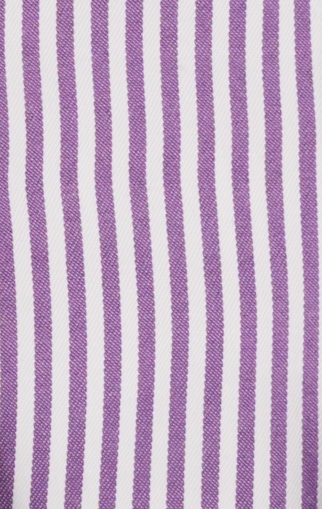 Purple White Bold Stripe French Cuff Dress Shirt with Tie, Cuff Links and Pocket Square Product Image