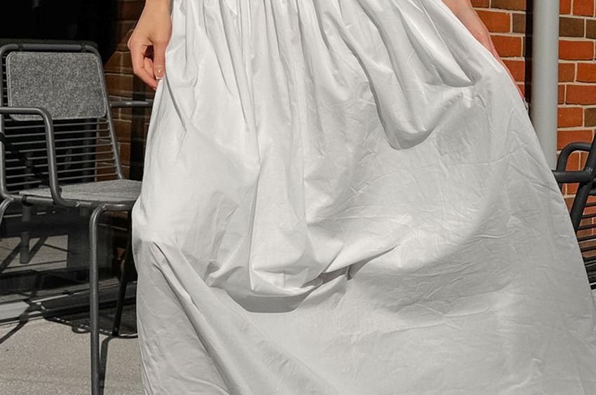 Strapless Plain Maxi A-Line Dress Product Image