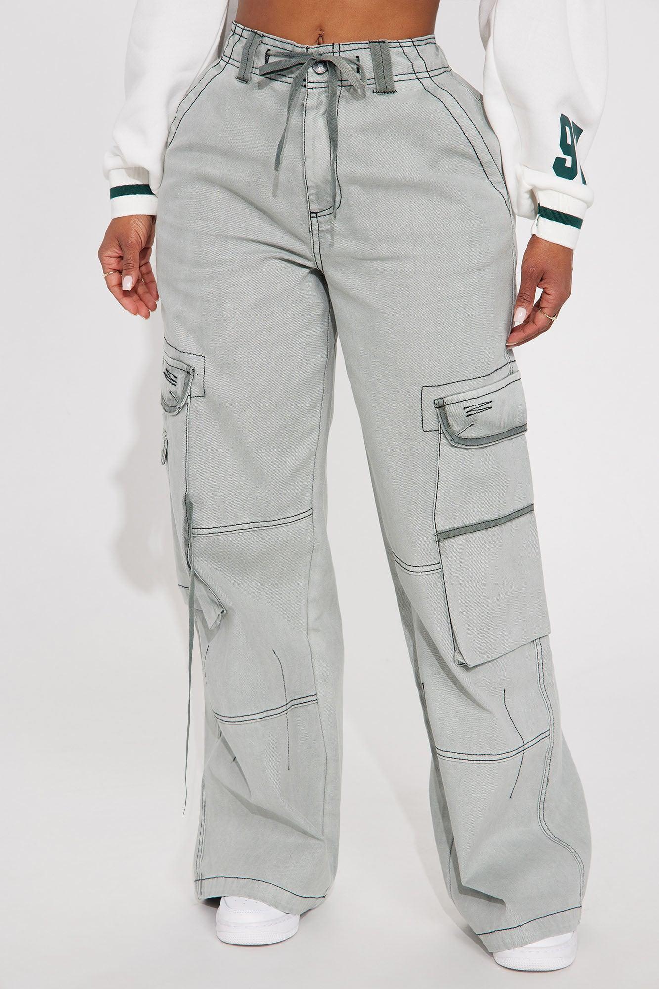 Think Twice Cargo Pant - Grey Product Image