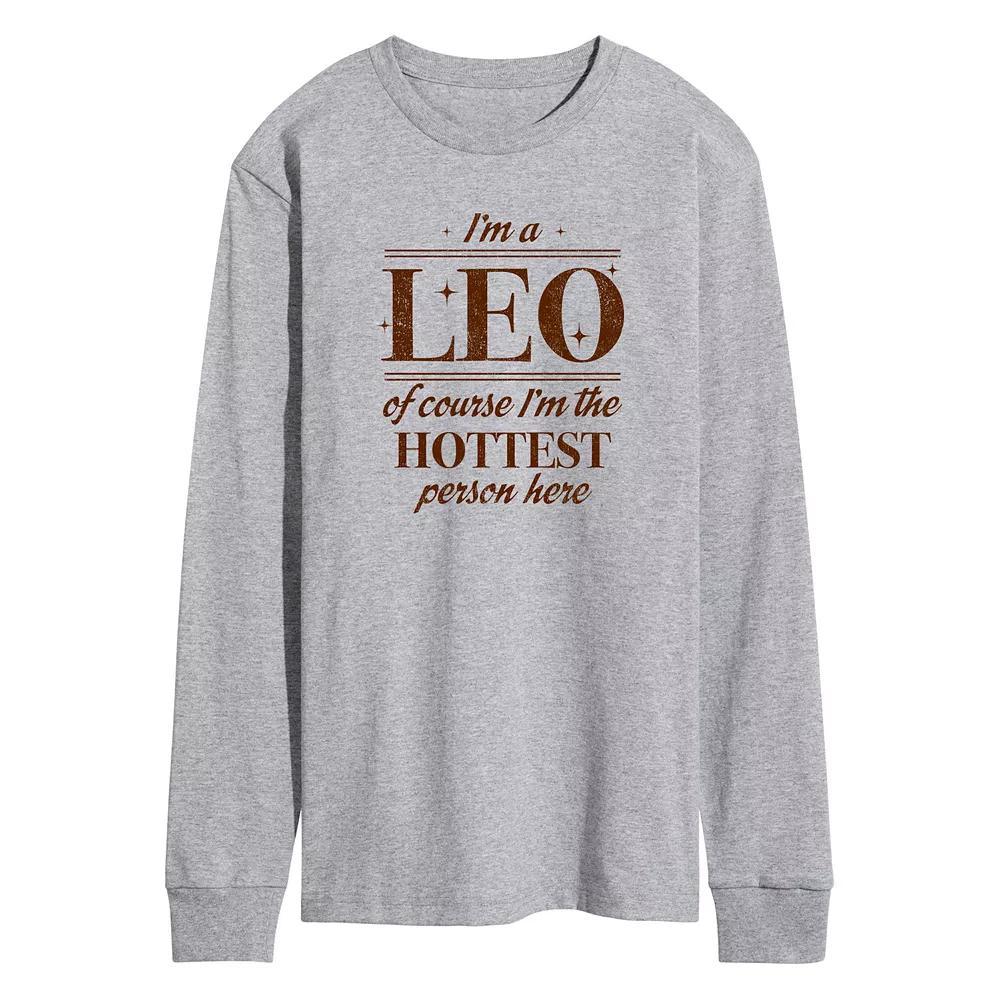 Mens Im A Leo Long Sleeve Graphic Tee Grey Gray Product Image