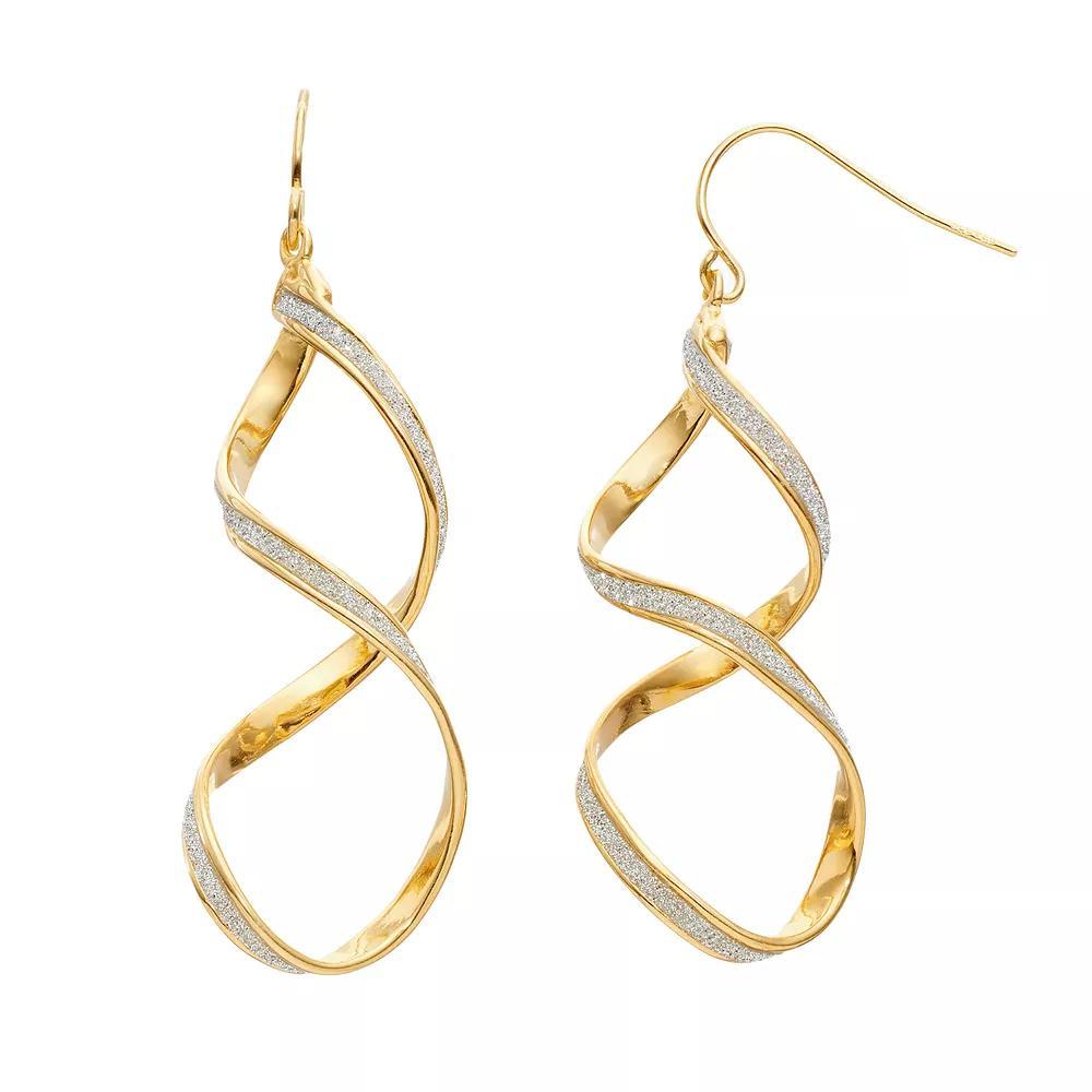 Sterling Silver Twist Drop Earrings, Women's, 18k Gold Over Silver Product Image
