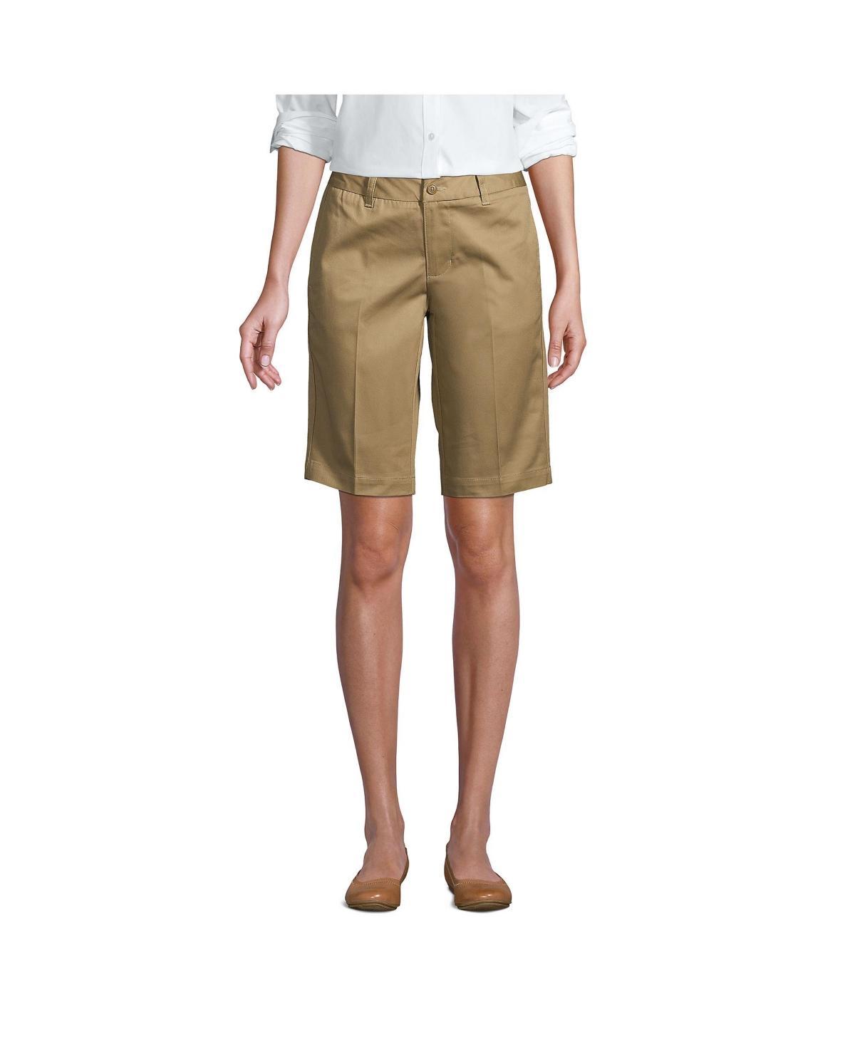 Women's Lands' End Front Blend Chino Shorts, Size: 8, Black Product Image
