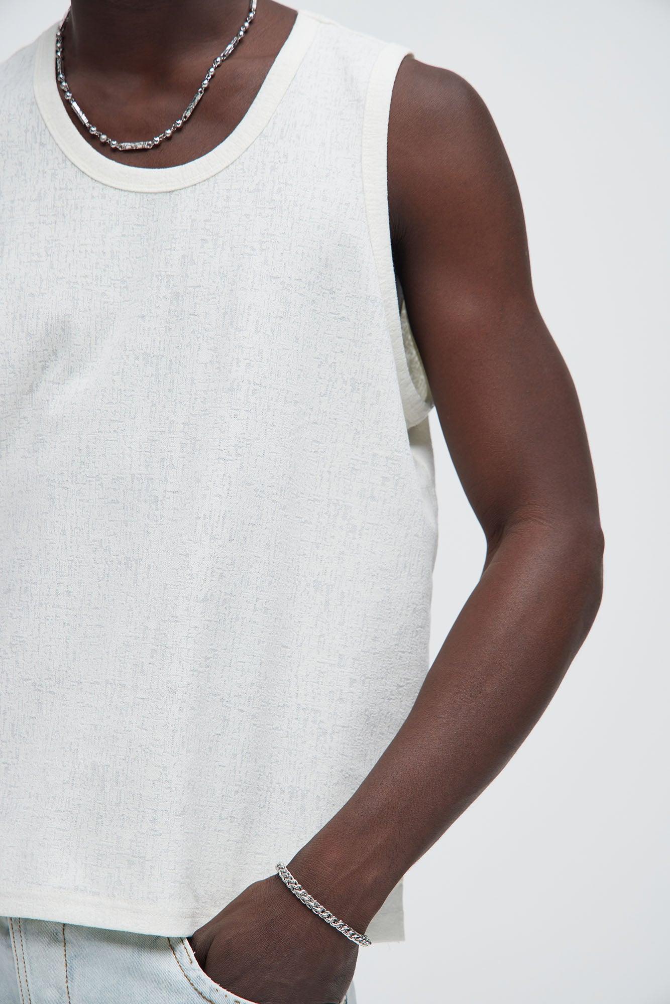 Duval Textured Relaxed Tank - Off White Product Image
