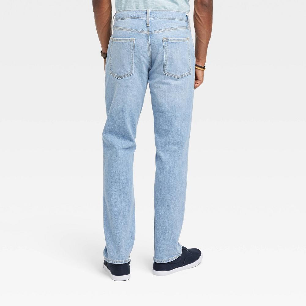 Men's Straight Fit Jeans - Goodfellow & Co™ Light Blue Denim 34x30: Midweight Twill, Stretch, Coin Pocket Product Image