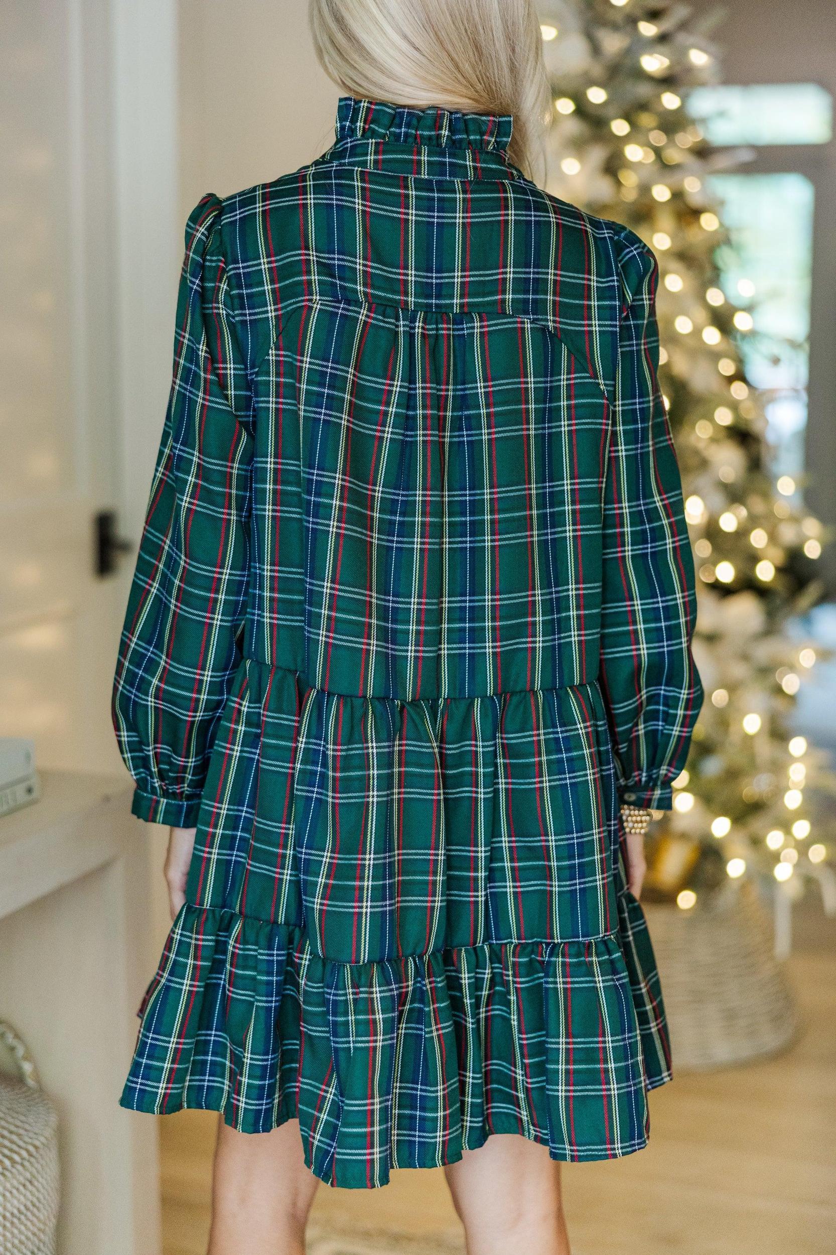 Always On My Mind Green Plaid Dress Female Product Image
