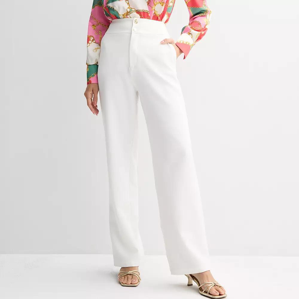 Women's Thalia Sodi Button Front Flare Pants, Size: Medium, White Product Image