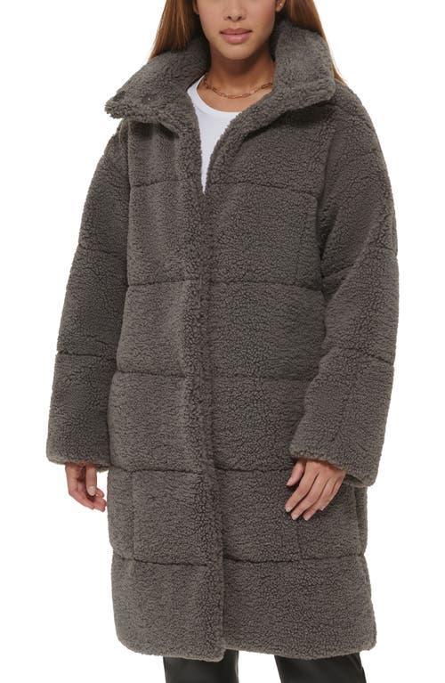 Women's Levi's® Long Quilted Sherpa Coat, Size: XL, Black Gray Product Image