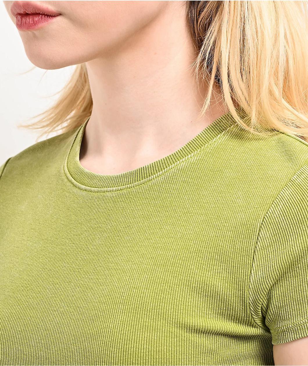 Zine Irina Green Wash Crop T-Shirt Product Image