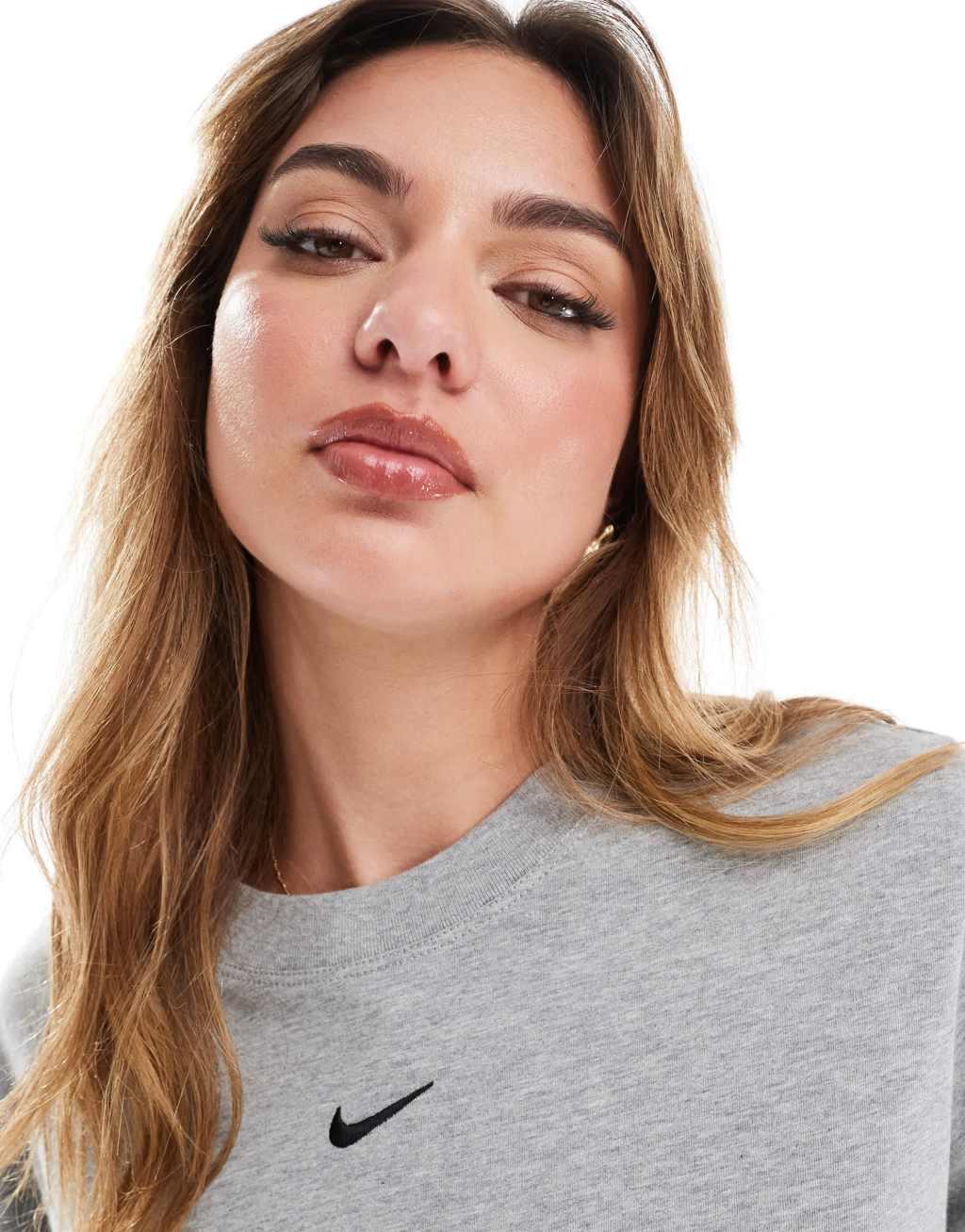 Nike Essential oversized T-shirt in gray Product Image