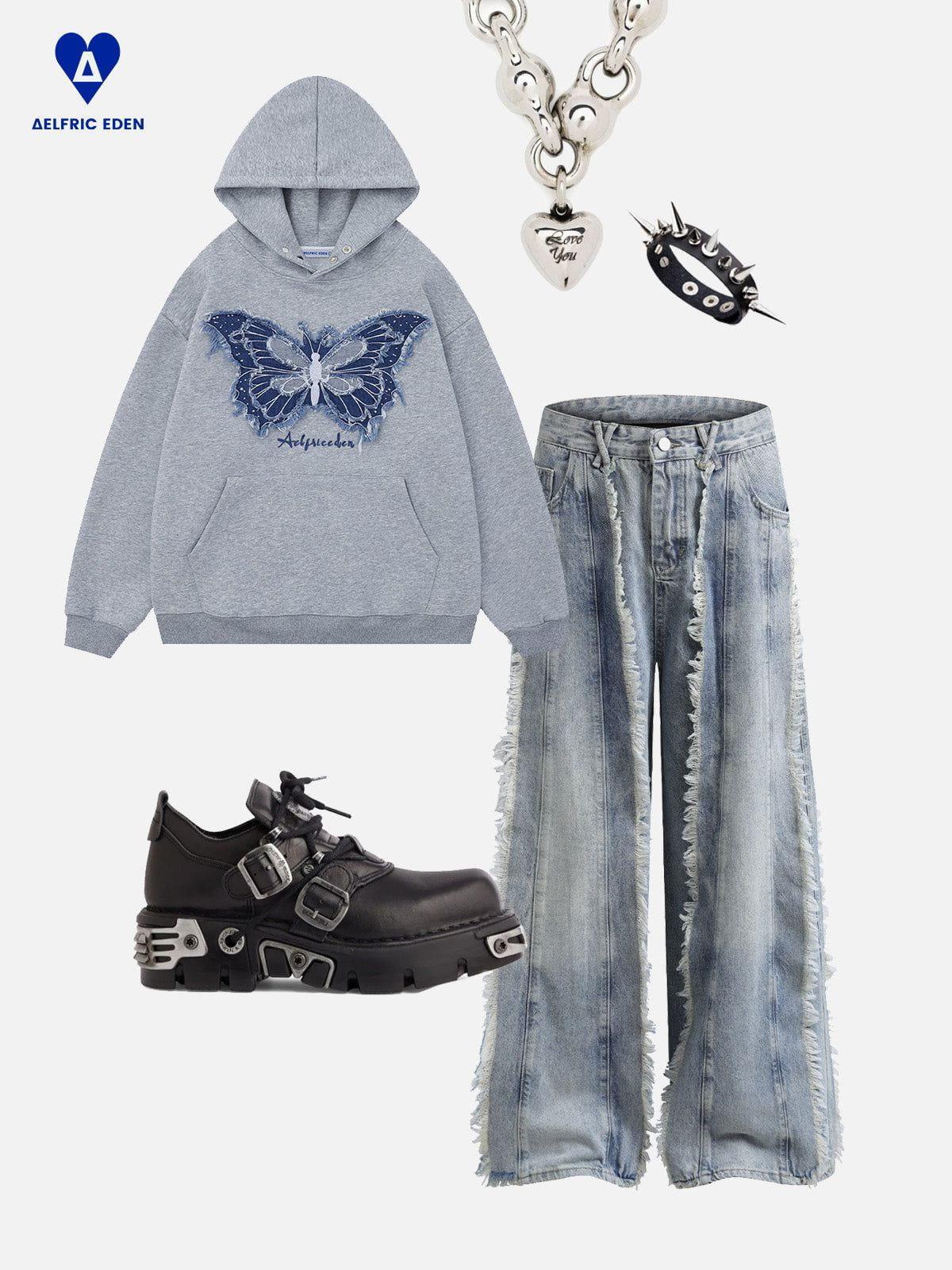 Aelfric Eden Denim Butterfly Hoodie Product Image
