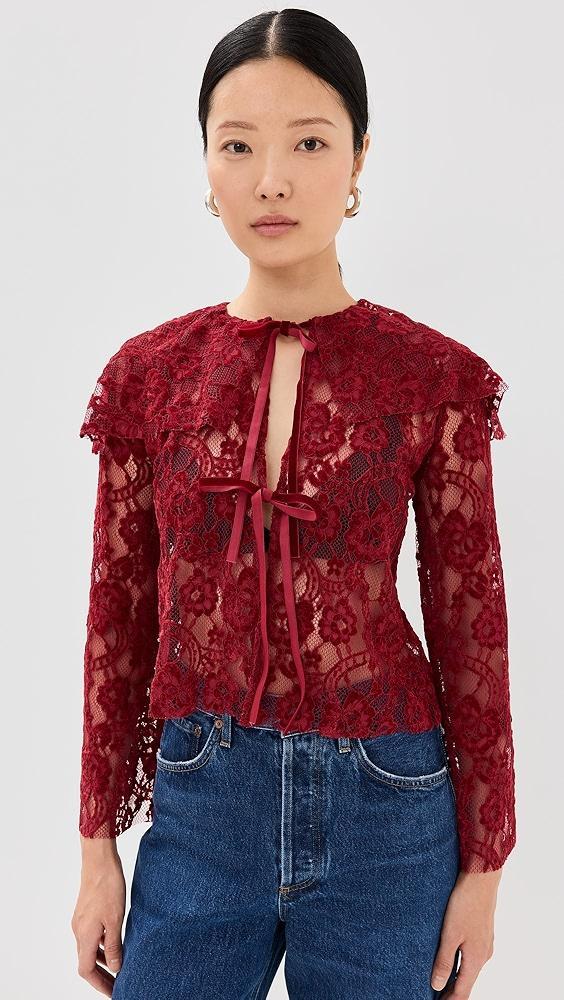 ALOHAS Tolpa Velvet Lace Wine Blouse | Shopbop Product Image
