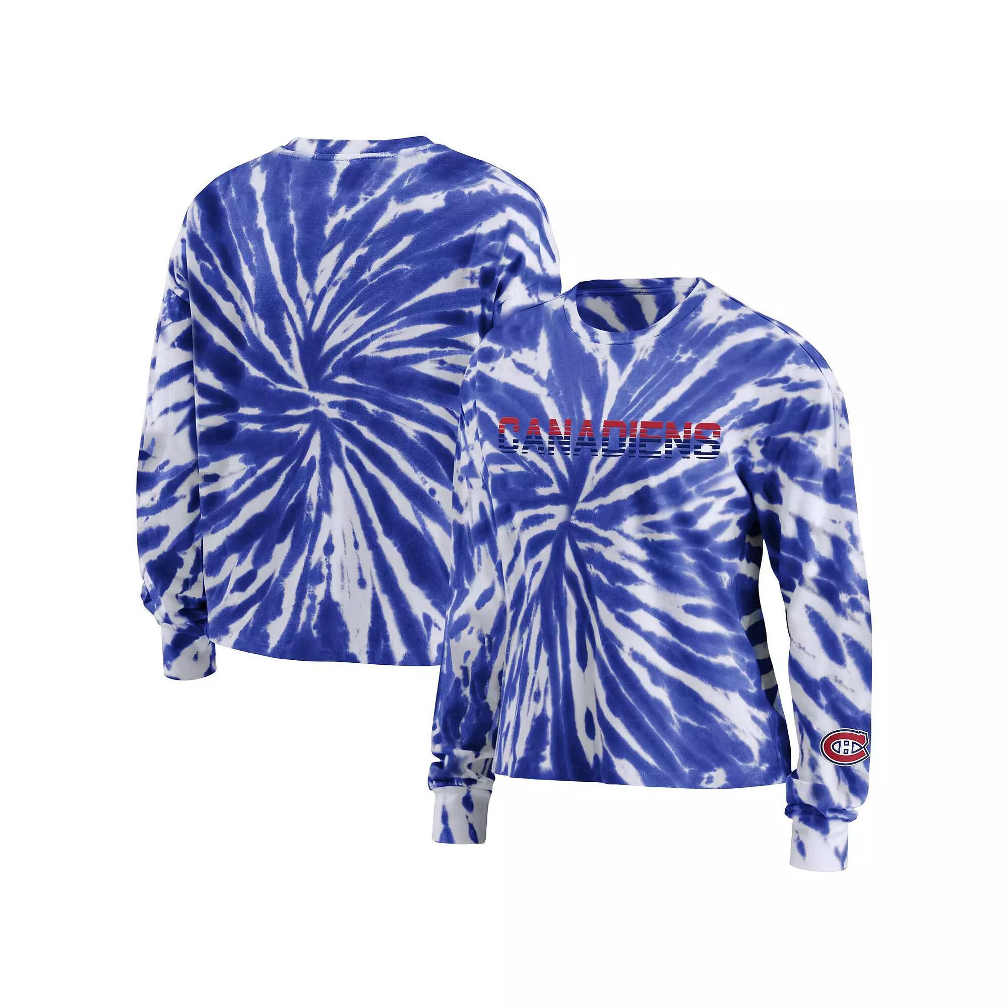 Women's WEAR by Erin Andrews Navy Montreal Canadiens Tie-Dye Long Sleeve T-Shirt, Size: Large, Cnd Blue Product Image