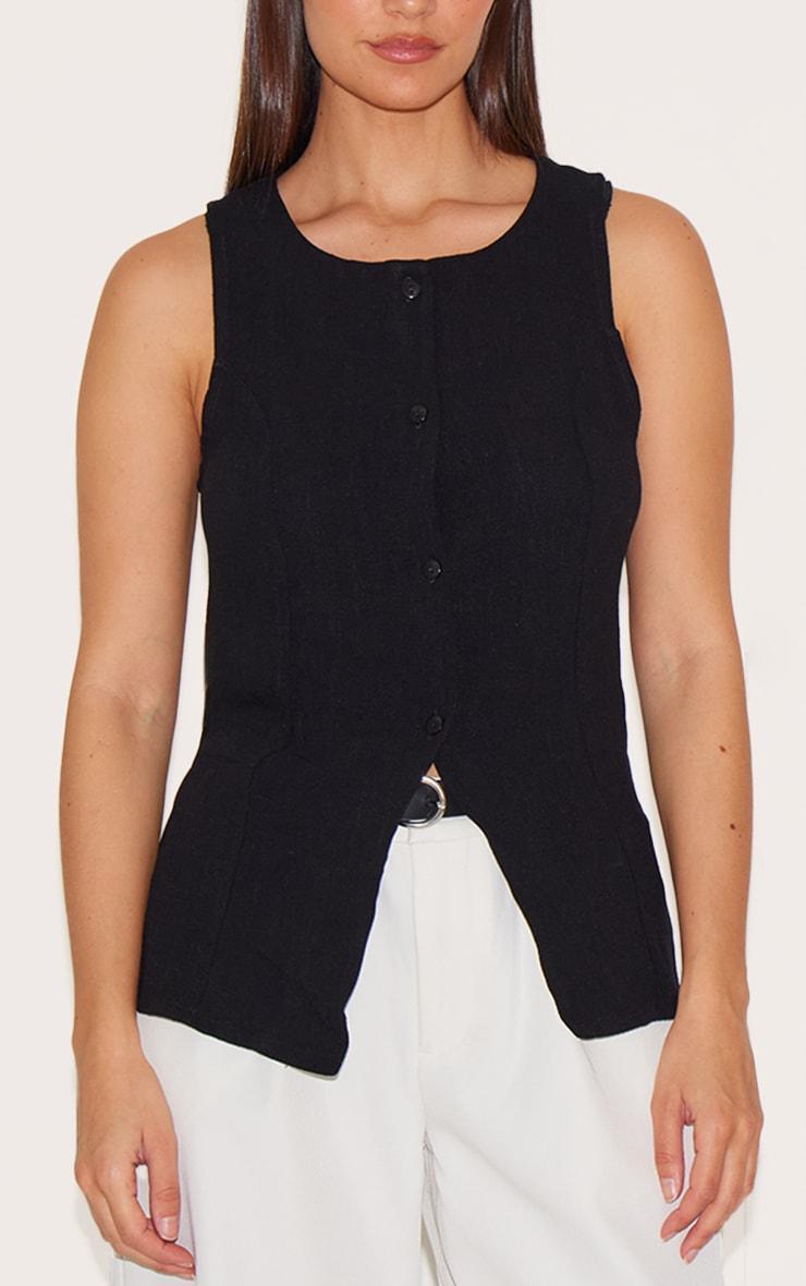 Black Longline Bengaline Vest Product Image