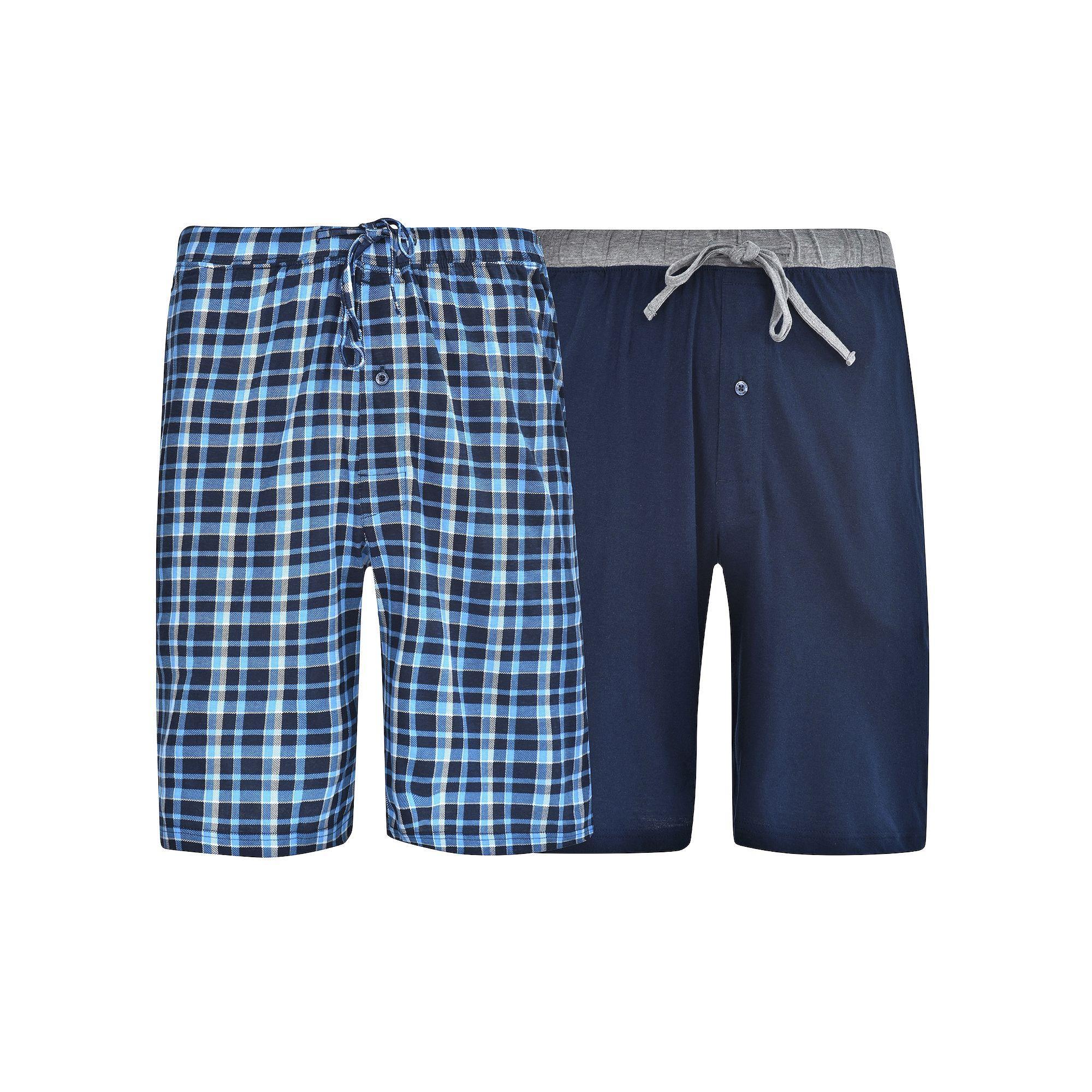 Big & Tall Hanes® 2-pack Knit Pajama Shorts, Men's, Size: 4XL, Navy Blue Plaid Product Image