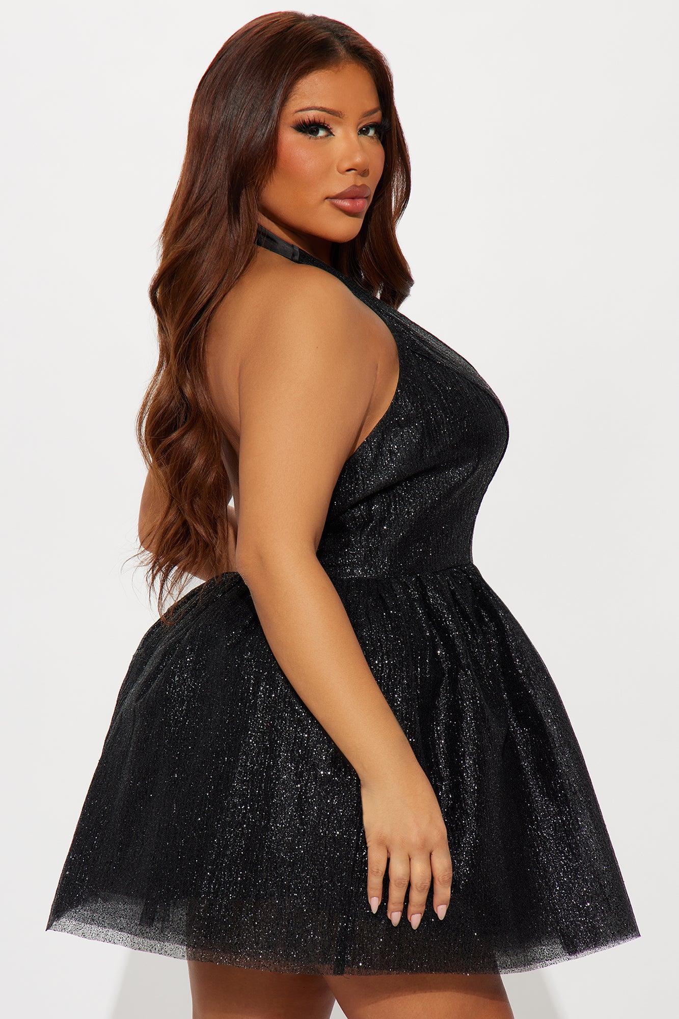 Glammed For The Night Sparkle Mini Dress - Black Product Image