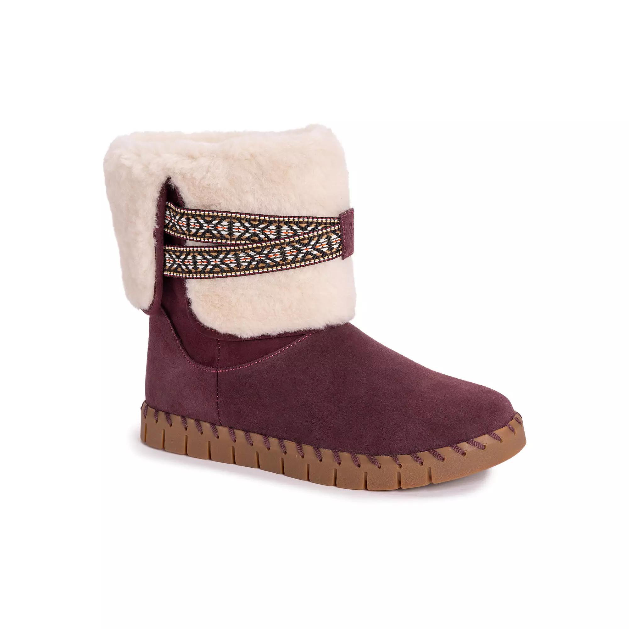 MUK LUKS Flexi Montauk Womens Faux-Fur Winter Boots Red Product Image