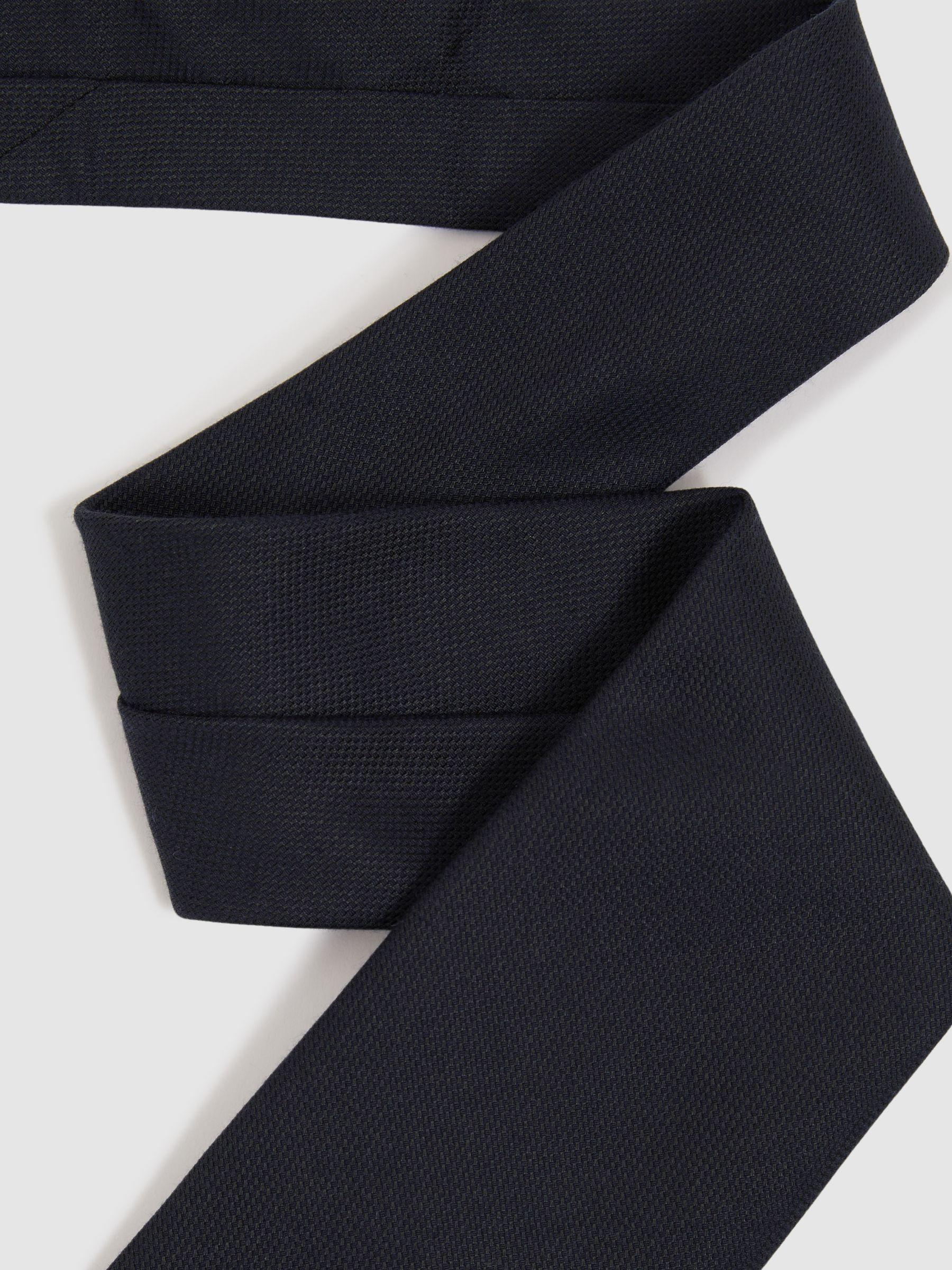 Plain Woven Tie with Silk and Wool in Navy Product Image