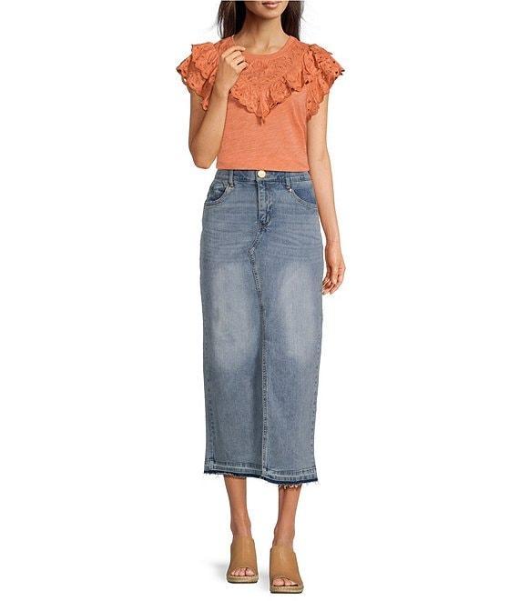 Democracy #double;Ab#double;solution Skyrise Front Slit Released Hem Stretch Denim Skirt Product Image