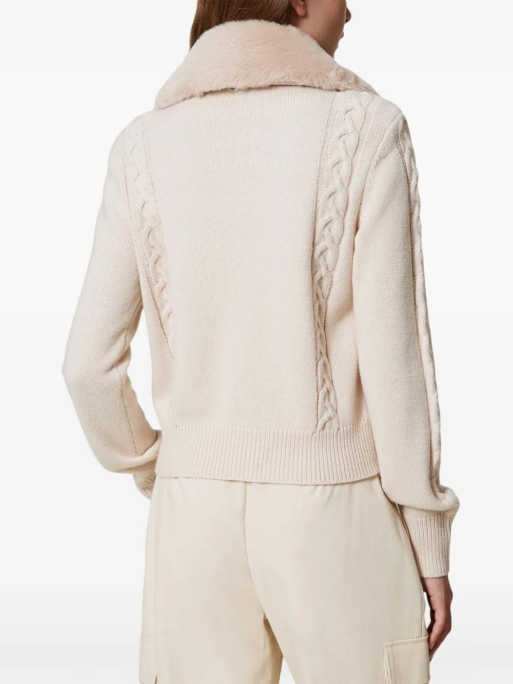 faux-fur collar cardigan Product Image