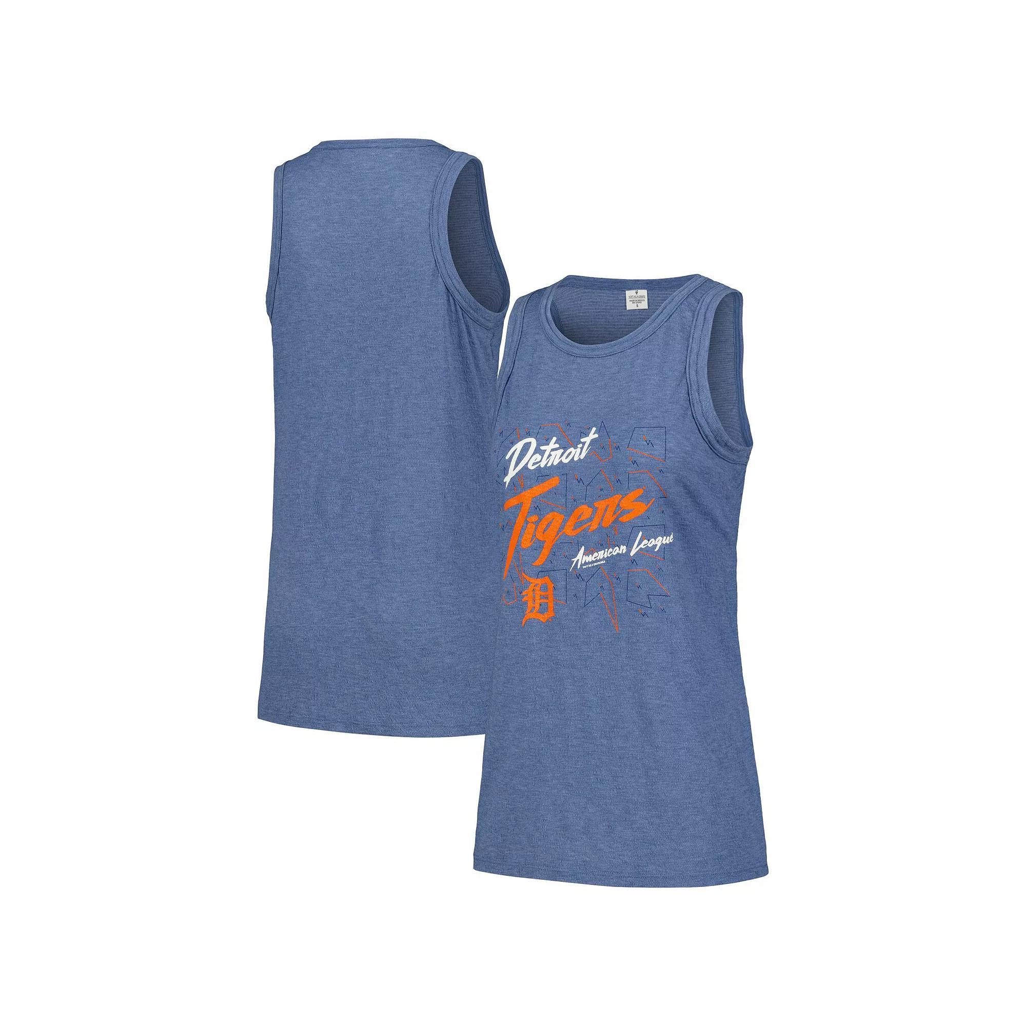 Womens Soft as a Grape Detroit Tigers Gauze High Neck Tank Top Blue Product Image