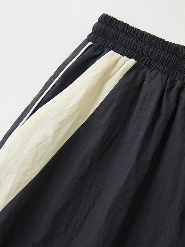 Contrast Piping Black Baggy Sweatpants Product Image