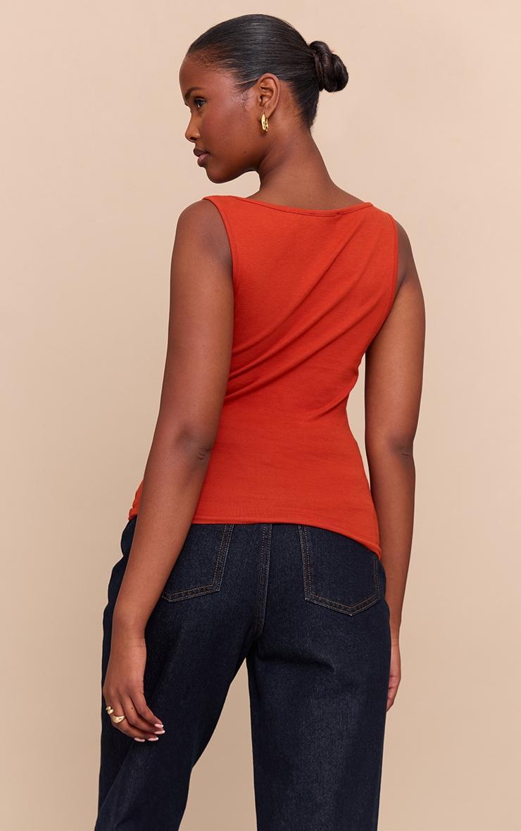 Rust Soft Cotton V Neck Vest Top Product Image