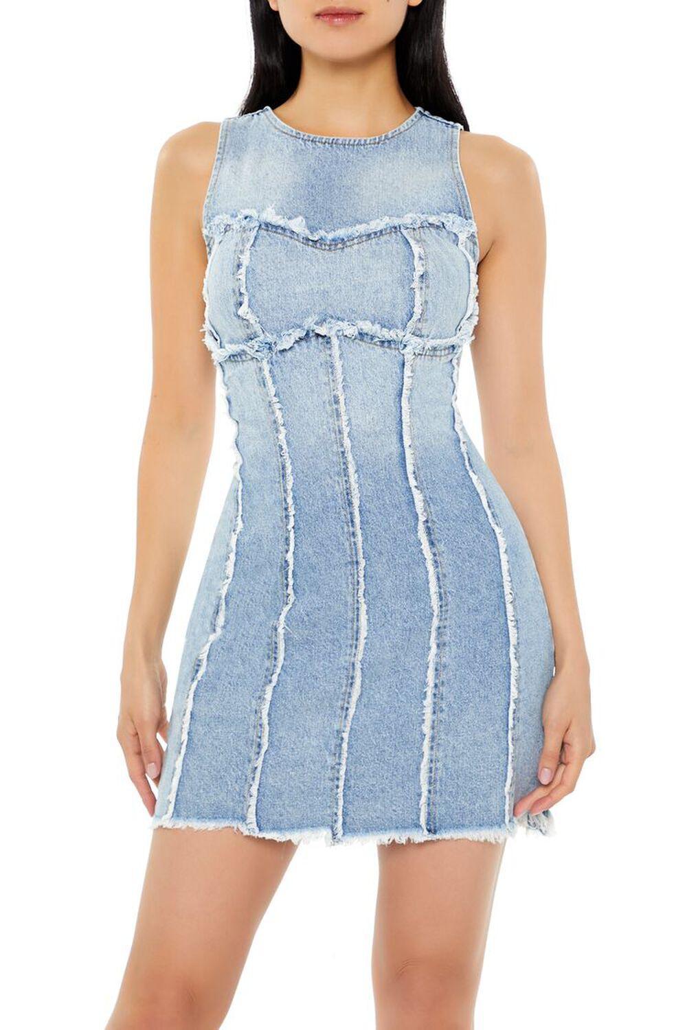 Frayed Sleeveless Denim Mini Dress | Forever 21 Product Image