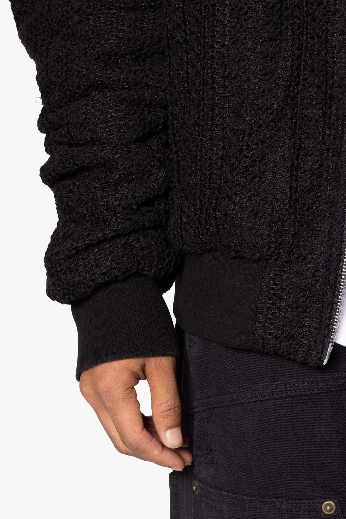 Crochet Bomber Jacket - Black Product Image