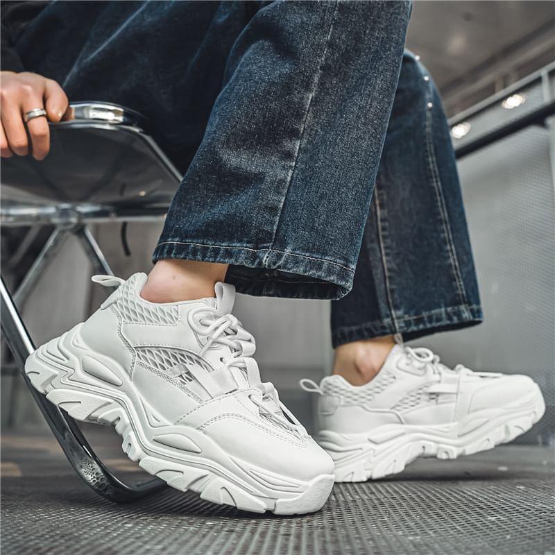Mesh Plain Platform Sneakers Product Image